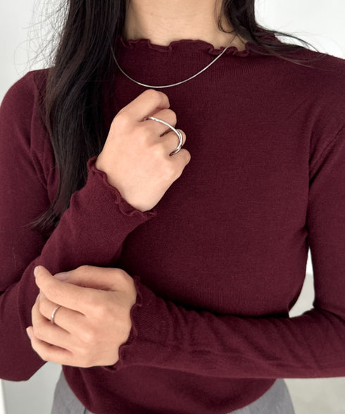 メロウフリル長袖トップス | CL2256065 | ワインレッド