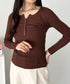 ヘンリーネックコンパクトリブトップス | CL2253035 | ブラウン