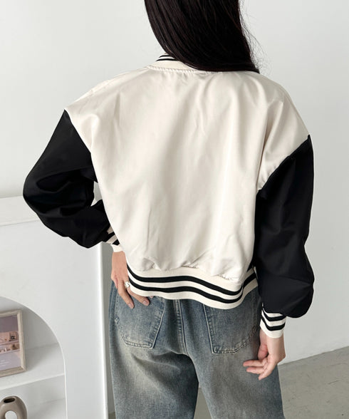 配色ノーカラーブルゾン | CL2256066 | アイボリー