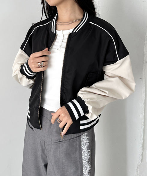 配色ノーカラーブルゾン | CL2256066 | ブラック