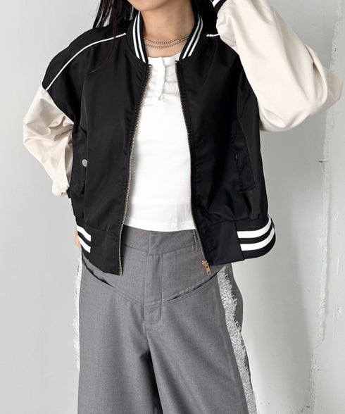 配色ノーカラーブルゾン | CL2256066 | ブラック