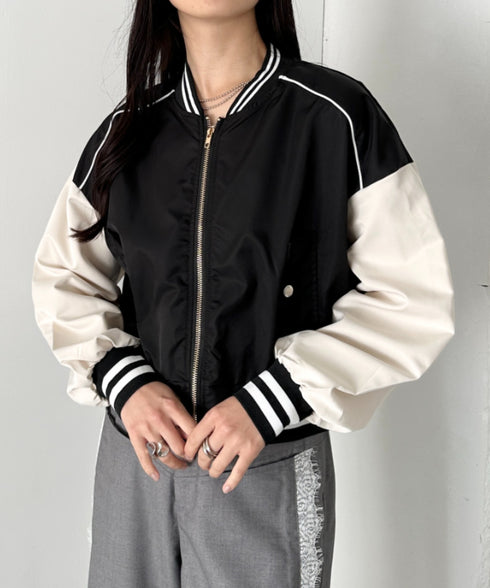 配色ノーカラーブルゾン | CL2256066 | ブラック