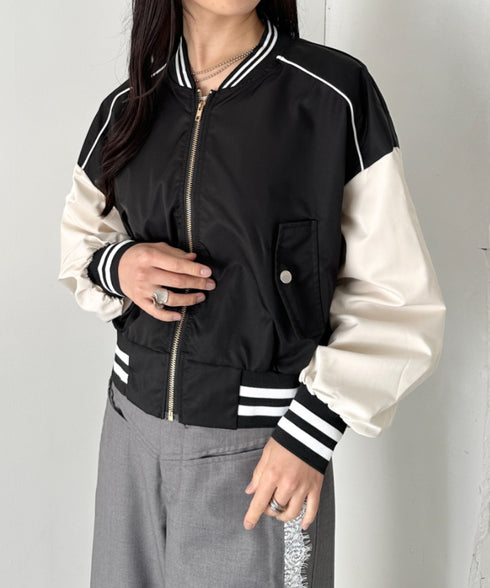 配色ノーカラーブルゾン | CL2256066 | ブラック