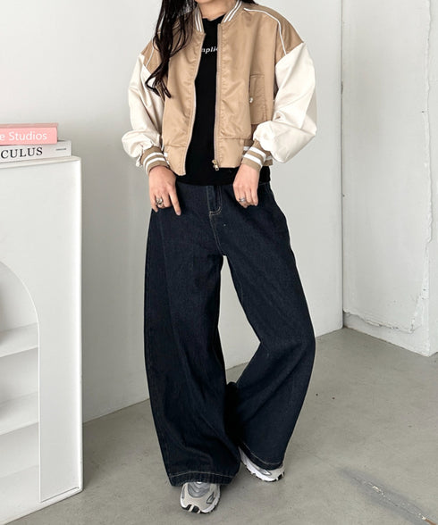 配色ノーカラーブルゾン | CL2256066 | ベージュ