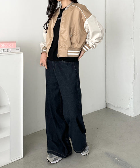 配色ノーカラーブルゾン | CL2256066 | ベージュ