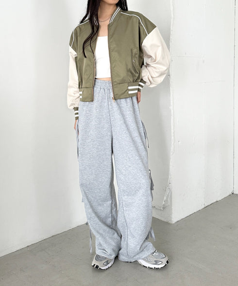 配色ノーカラーブルゾン | CL2256066 | カーキ