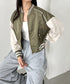 配色ノーカラーブルゾン | CL2256066 | カーキ
