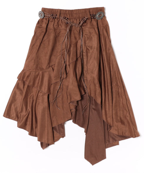 アシンメトリースウェードスカート | CL2256067 | ブラウン