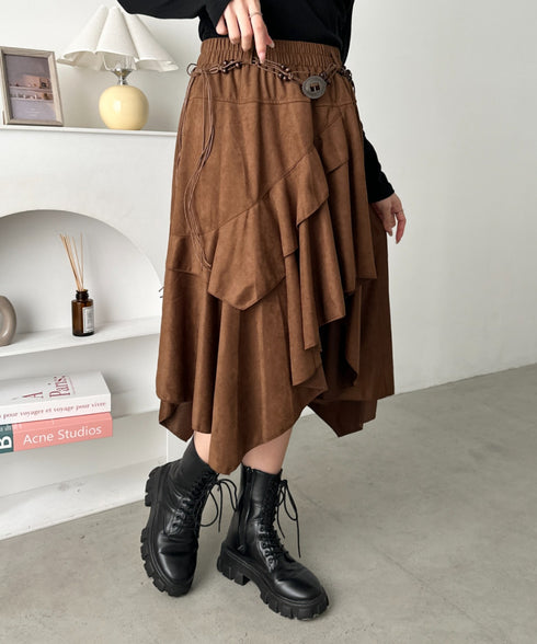 アシンメトリースウェードスカート | CL2256067 | ブラウン