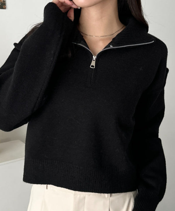 ハーフジップニットプルオーバー | CL2254012 | ブラック