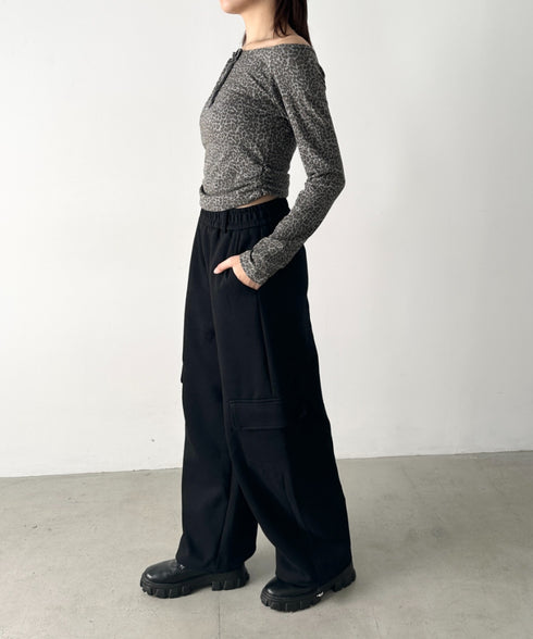 カーゴスウェットワイドパンツ | BA2256049 | ブラック