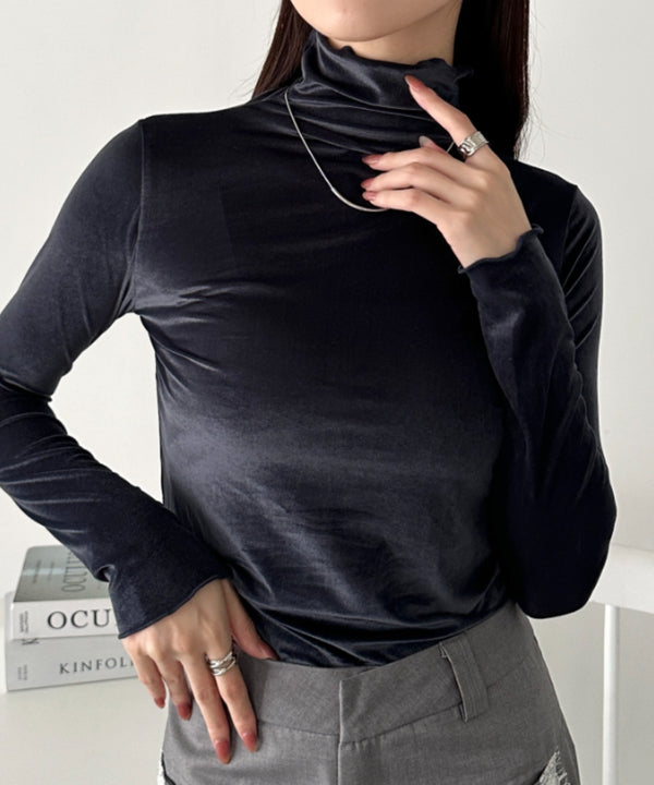 メロウハイネックシアーベロアトップス | CL2253036 | ネイビー
