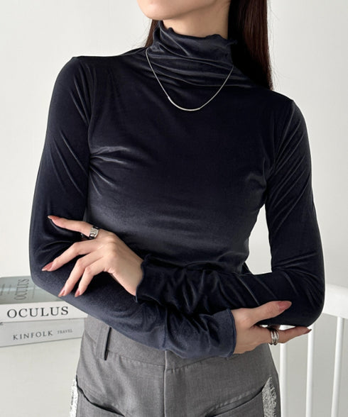 メロウハイネックシアーベロアトップス | CL2253036 | ネイビー