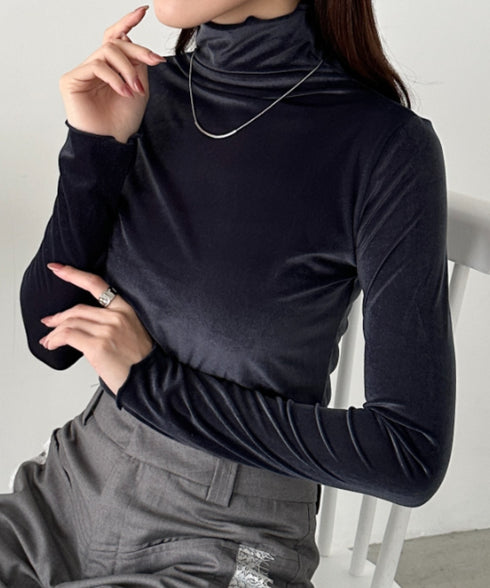 メロウハイネックシアーベロアトップス | CL2253036 | ネイビー