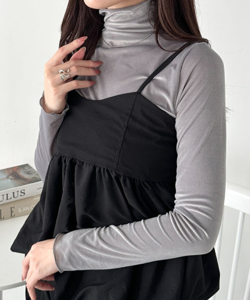 メロウハイネックシアーベロアトップス | CL2253036 | グレー