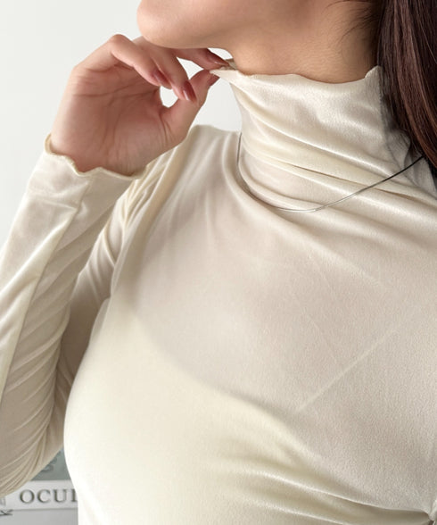 メロウハイネックシアーベロアトップス | CL2253036 | アイボリー