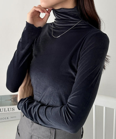 メロウハイネックシアーベロアトップス | CL2253036 | ネイビー