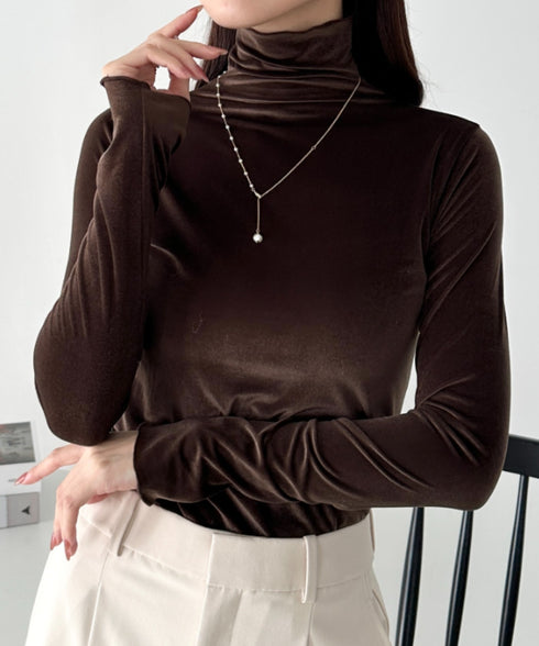 メロウハイネックシアーベロアトップス | CL2253036 | ブラウン