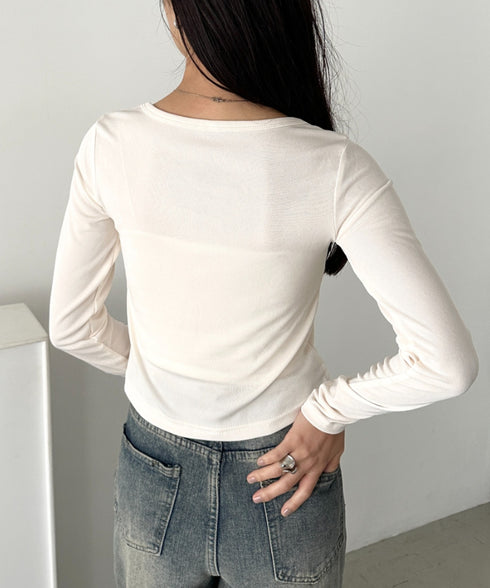 ヘンリーネック長袖トップス | CL2253037 | アイボリー