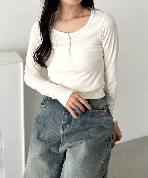 ヘンリーネック長袖トップス | CL2253037 | アイボリー