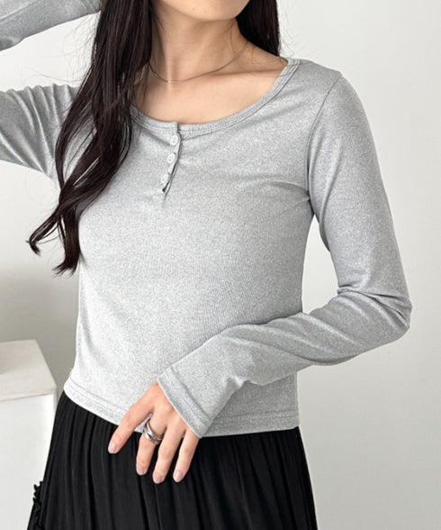 ヘンリーネック長袖トップス | CL2253037 | グレー