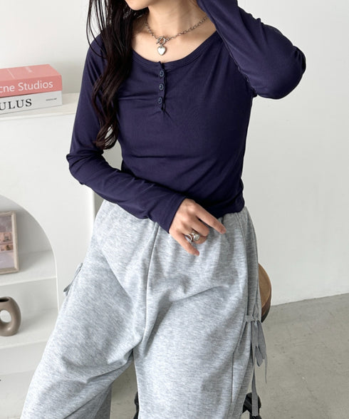 ヘンリーネック長袖トップス | CL2253037 | ネイビー