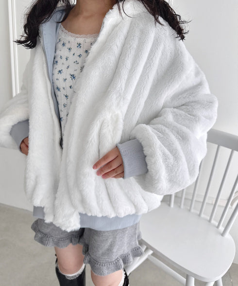 【リバーシブル】フェイクファーフーディ2WAYブルゾン | LO2254022 | ライトブルー