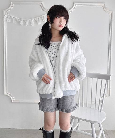 【リバーシブル】フェイクファーフーディ2WAYブルゾン | LO2254022 | ライトブルー