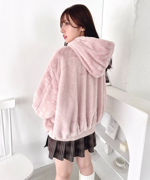 【リバーシブル】フェイクファーフーディ2WAYブルゾン | LO2254022 | ピンク