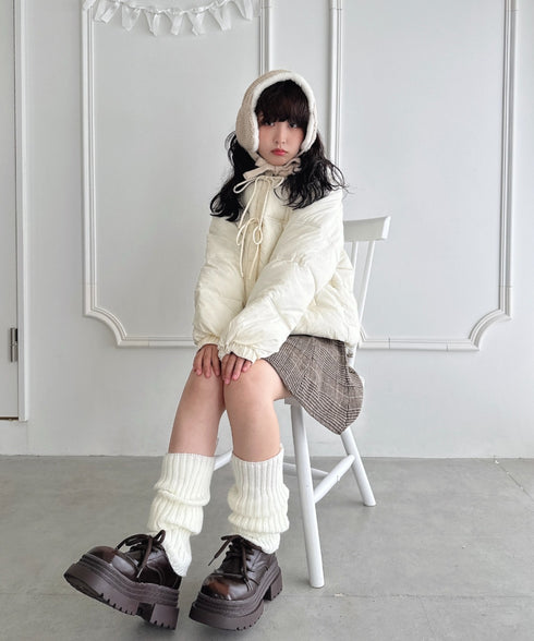 プードルファーフロントリボンパデットジャケット | LO2254025 | アイボリー