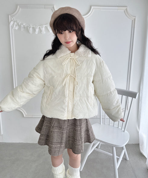 プードルファーフロントリボンパデットジャケット | LO2254025 | アイボリー