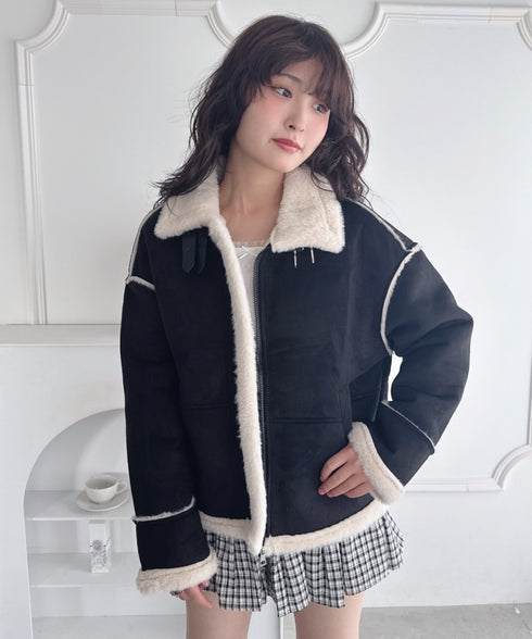 フェイクファームートンライクジャケット | LO2254027 | ブラック