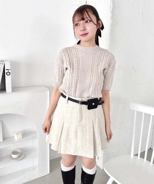 ポーチベルト付きパネルプリーツミニスカート | LO2256064 | アイボリー