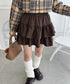【チェック＆無地】ウールライクフリルミニスカパン | LO2254034 | ブラウン