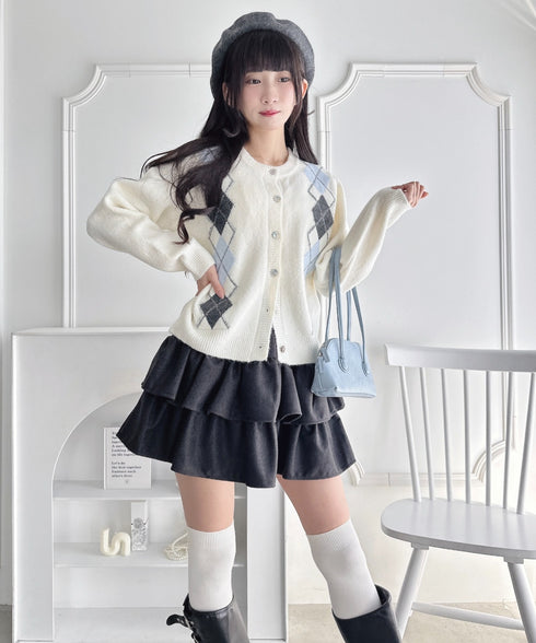 【チェック＆無地】ウールライクフリルミニスカパン | LO2254034 | チャコールグレー