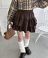 【チェック＆無地】ウールライクフリルミニスカパン | LO2254034 | ブラウン
