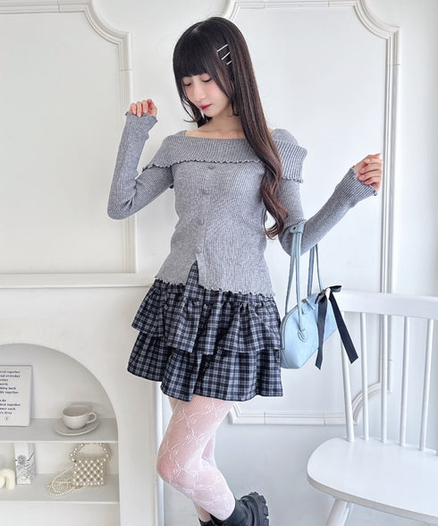 【チェック＆無地】ウールライクフリルミニスカパン | LO2254034 | ブラック系その他