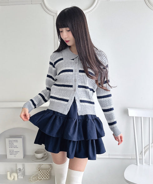 【チェック＆無地】ウールライクフリルミニスカパン | LO2254034 | ネイビー