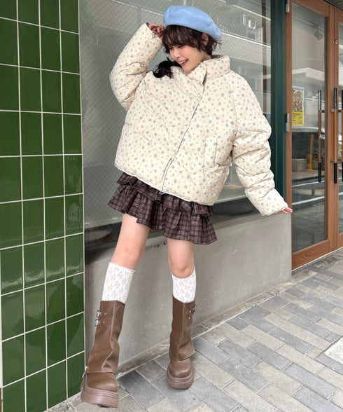 【チェック＆無地】ウールライクフリルミニスカパン | LO2254034 | ブラウン系その他