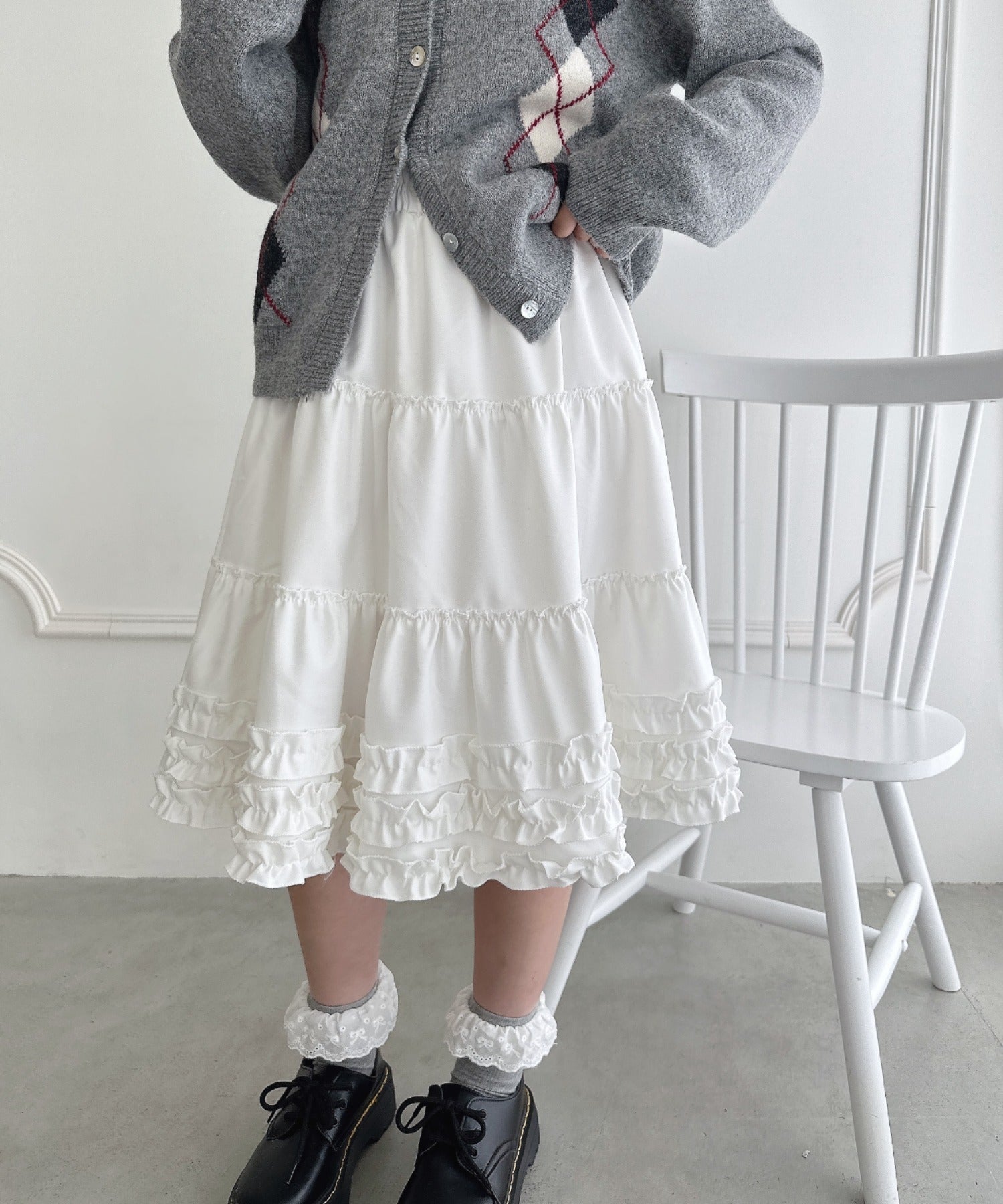 裾フリルティアードミディスカート | LO2256067 | アイボリー