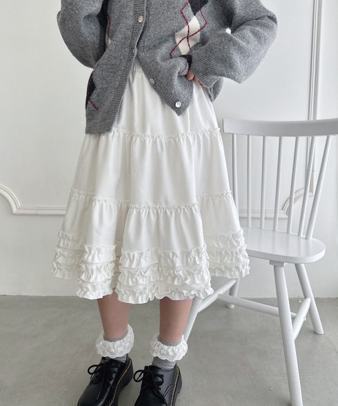 裾フリルティアードミディスカート | LO2256067 | アイボリー