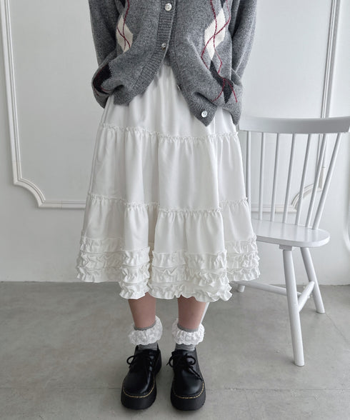 裾フリルティアードミディスカート | LO2256067 | アイボリー