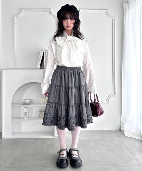 裾フリルティアードミディスカート | LO2256067 | グレー