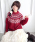 ハートノルディックニットトップス | LO2254028 | レッド