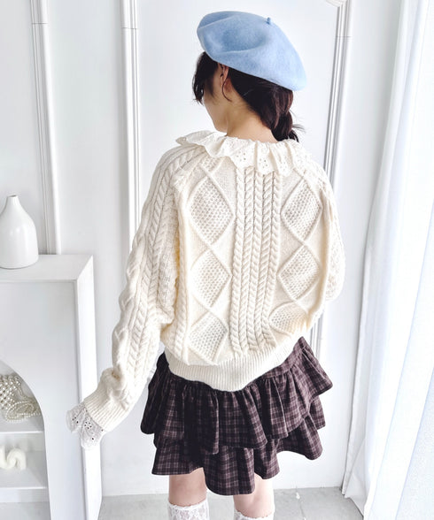 コットンレースドッキングケーブルニット | LO2256069 | アイボリー