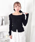 【5色展開】フロントボタンオフショル風ニットトップス | LO2256070 | ブラック