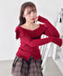 【5色展開】フロントボタンオフショル風ニットトップス | LO2256070 | レッド