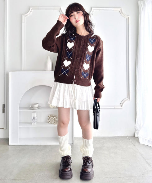 ハートアーガイルニットカーディガン | LO2256071 | ブラウン