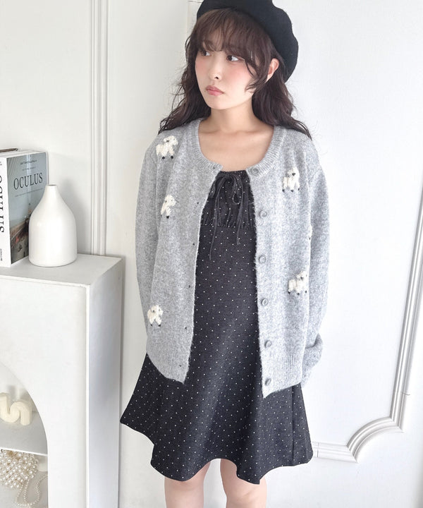 【チェック＆ドット】フロントリボンミニキャミワンピース | LO2256072 | ブラック系その他