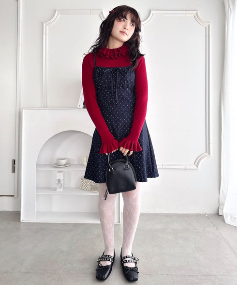 【チェック＆ドット】フロントリボンミニキャミワンピース | LO2256072 | ブルー系その他